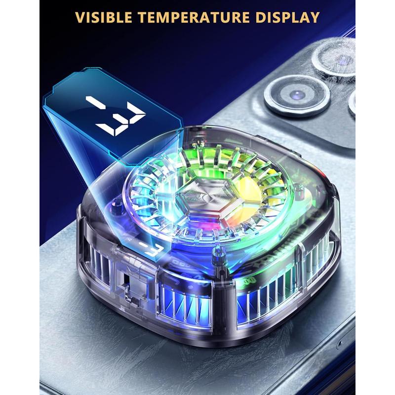 Phone Cooler,RGB Transparent Phone Cooling Fan with Semi-Conductor Cooling Chip, Magnetic Cellphone