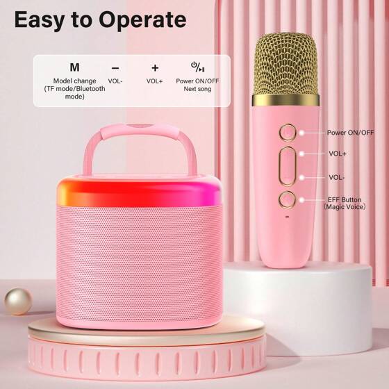 JYX D17 10 in 1 Mini Karaoke Machine with Two Wireless Microphones/Mini Partybox,Mothers Day gifts,Outdoor, Party, Gathering, Multifunctional