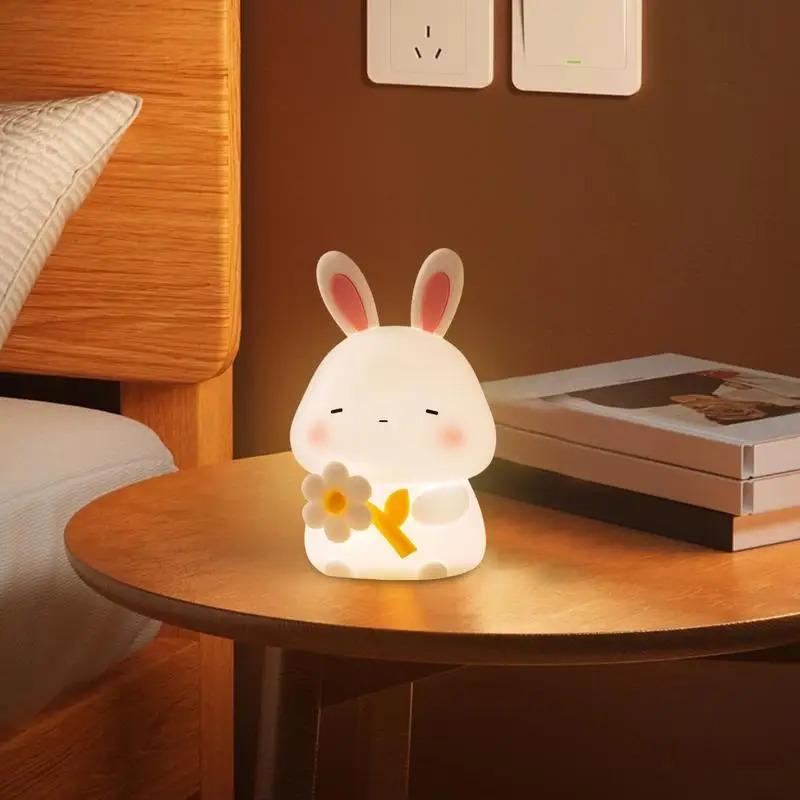 Baby Night Lights For Nursery Rabbit Lamp With Tap Control Rechargeable Nursery Nightlight Room Decor For Girls Boys