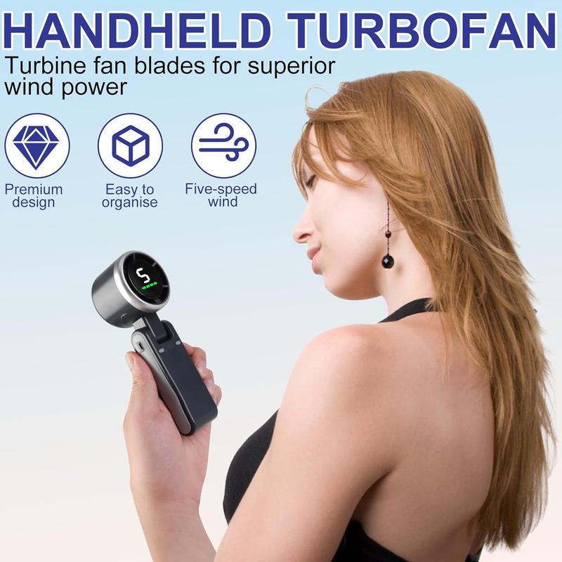 Portable Handheld Turbo Fan, 5 Gear Wind,4000mAh Battery Operated.