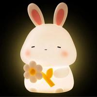 Baby Night Lights For Nursery Rabbit Lamp With Tap Control Rechargeable Nursery Nightlight Room Decor For Girls Boys