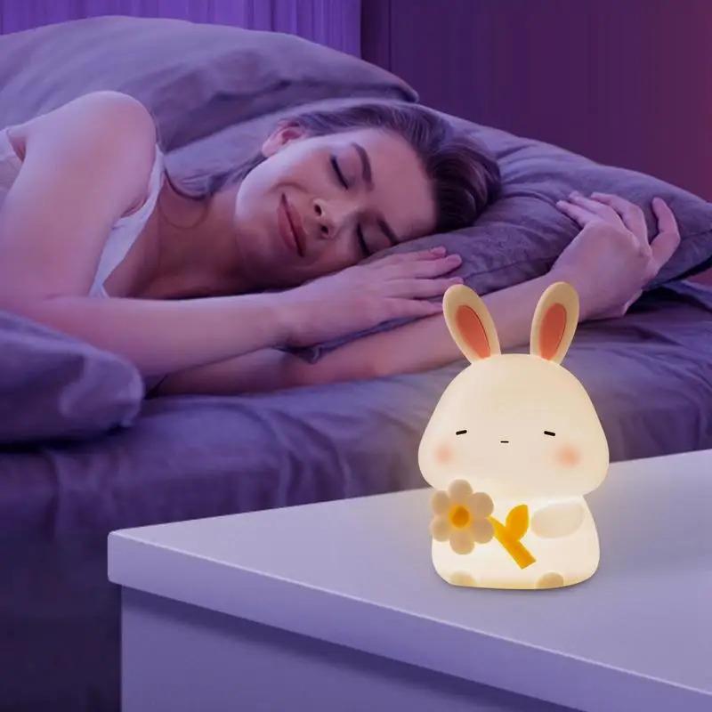 Baby Night Lights For Nursery Rabbit Lamp With Tap Control Rechargeable Nursery Nightlight Room Decor For Girls Boys