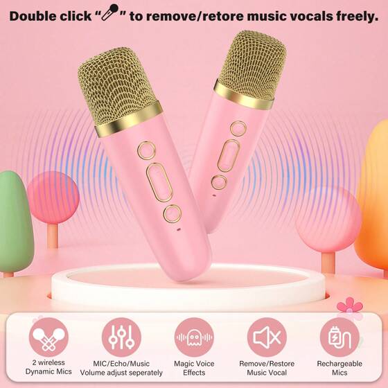 JYX D17 10 in 1 Mini Karaoke Machine with Two Wireless Microphones/Mini Partybox,Mothers Day gifts,Outdoor, Party, Gathering, Multifunctional