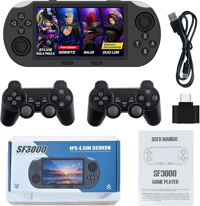 Consola de mano SF3000, juego de consola portátil HD para juegos, más de 20000 juegos clásicos retro arcade